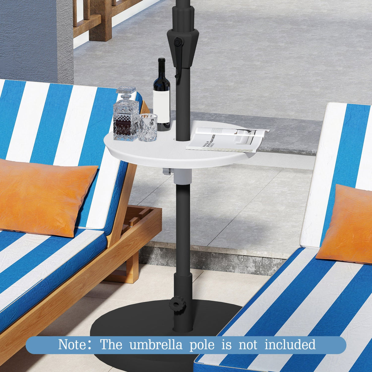 Mesa sombrilla de exterior ajustable de 20 pulgadas para mástiles de sombrilla de patio de 2 tamaños