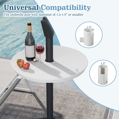 Mesa sombrilla de exterior ajustable de 20 pulgadas para mástiles de sombrilla de patio de 2 tamaños