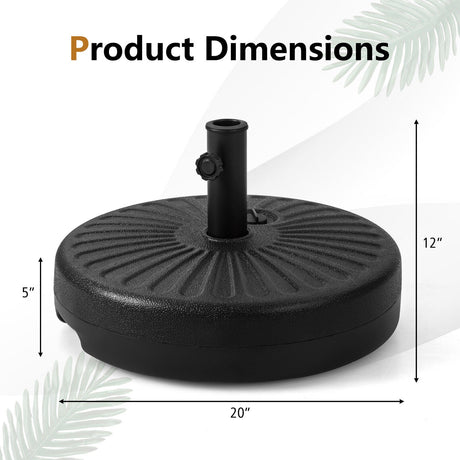 Soporte Redondo de Base para Sombrilla Rellenable Reforzado de 20 Pulgadas