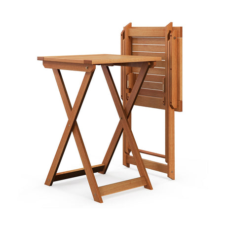 Mesa plegable de patio de madera maciza de 20 pulgadas con tablero de listones