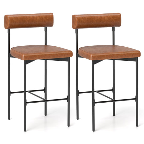 Taburetes de bar tapizados de 26 pulgadas, juego de 2 sillas de bar de altura de encimera con respaldo