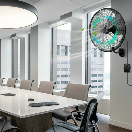Ventilador de pared de 20 pulgadas con 3 velocidades y cabezal inclinable ajustable - Negro