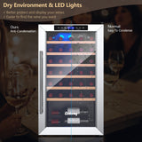 Vinoteca de 20 pulgadas para 33 botellas y puerta de vidrio templado-Plateada