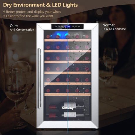 Vinoteca de 20 pulgadas para 33 botellas y puerta de vidrio templado-Plateada