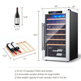 Vinoteca de 20 pulgadas para 33 botellas y puerta de vidrio templado-Plateada