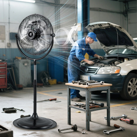 Ventilador de Pedestal de Alta Velocidad de 18 Pulgadas con 3 Velocidades y Altura Ajustable-Negro
