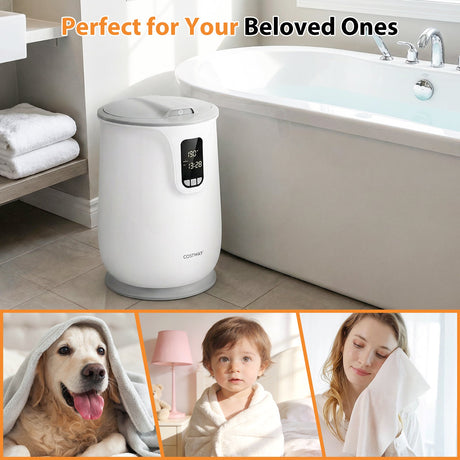 Calentador de Toallas de Manta Grande de 20 L para Baño con 3 Niveles de Calor-Blanco