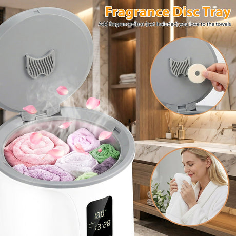 Calentador de Toallas de Manta Grande de 20 L para Baño con 3 Niveles de Calor-Blanco