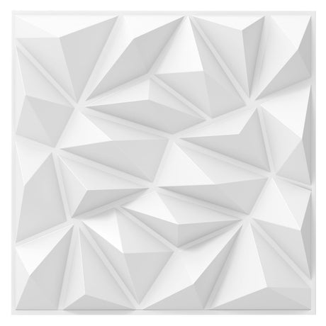 Paquete de 20 paneles de pared 3D con patrones decorativos de diamante - Blancos