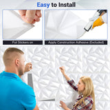 Paquete de 20 paneles de pared 3D con patrones decorativos de diamante - Blancos