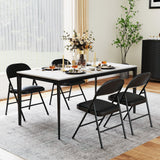 2 Pack Folding Chairs with Metal Frame and PVC Leather for Indoor Outdoor-Black