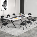 2 Pack Folding Chairs with Metal Frame and PVC Leather for Indoor Outdoor-Black