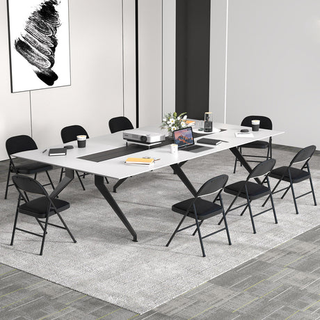2 sillas plegables con estructura de metal y cuero de PVC para interior y exterior - Negras