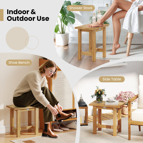 Banco de ducha de teca de 20 pulgadas, impermeable, para afeitarse las piernas