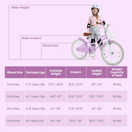 Bicicleta infantil ajustable de 20 pulgadas con sistema de doble freno