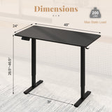 48 Inch x 24 Inch Ergonomic Electric Standing Desk with 3 Memory Settings for Home Office