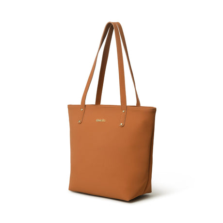 Bolso tote de cuero vegano Era - Marrón tostado