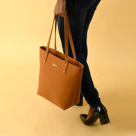 Bolso tote de cuero vegano Era - Marrón tostado