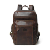 Mochila de Viaje Alpha de Cuero de Búfalo Marrón