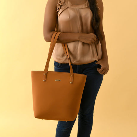 Bolso tote de cuero vegano Era - Marrón tostado