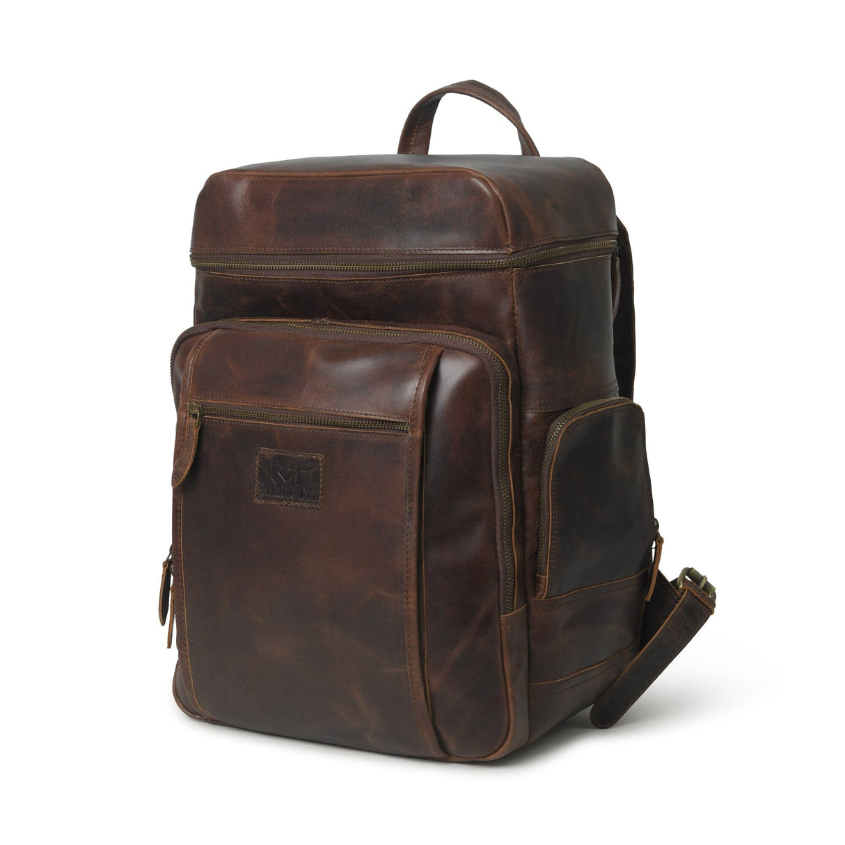 Mochila de Viaje Alpha de Cuero de Búfalo Marrón