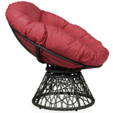 Sillón Papasan de Ratán Ergonómico Giratorio 360 Grados Cojín Suave para Jardín