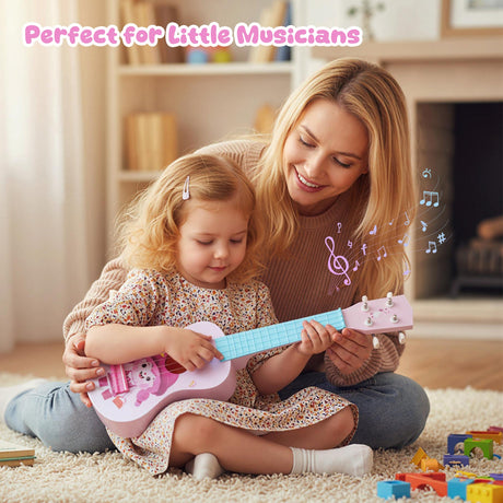 Ukelele mini para niños de 21 pulgadas con 4 cuerdas de nailon y 12 trastes