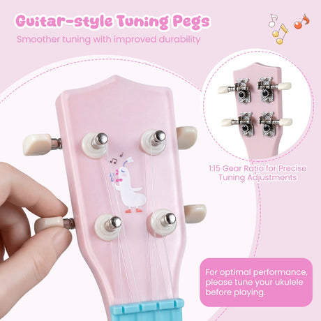 Ukelele mini para niños de 21 pulgadas con 4 cuerdas de nailon y 12 trastes