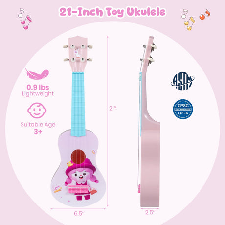 Ukelele mini para niños de 21 pulgadas con 4 cuerdas de nailon y 12 trastes