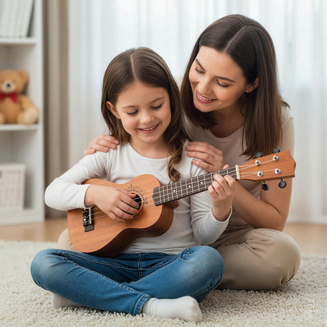 Ukelele Soprano de Caoba de 21 Pulgadas con Correa Ajustable