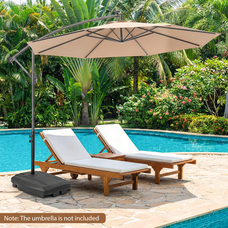 Base para sombrilla de patio voladiza de 220 libras con ruedas, rellenable, soporte para sombrilla lateral - Negro