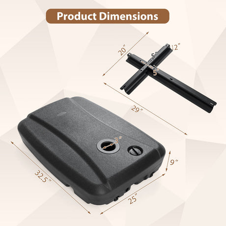 Base para sombrilla de patio voladiza de 220 libras con ruedas, rellenable, soporte para sombrilla lateral - Negro