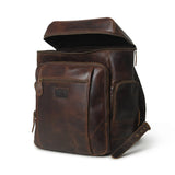 Mochila de Viaje Alpha de Cuero de Búfalo Marrón