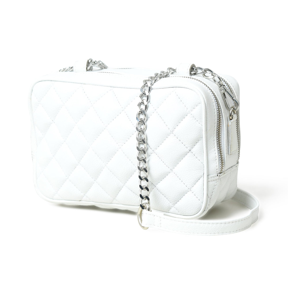 Minibolso bandolera acolchado, blanco