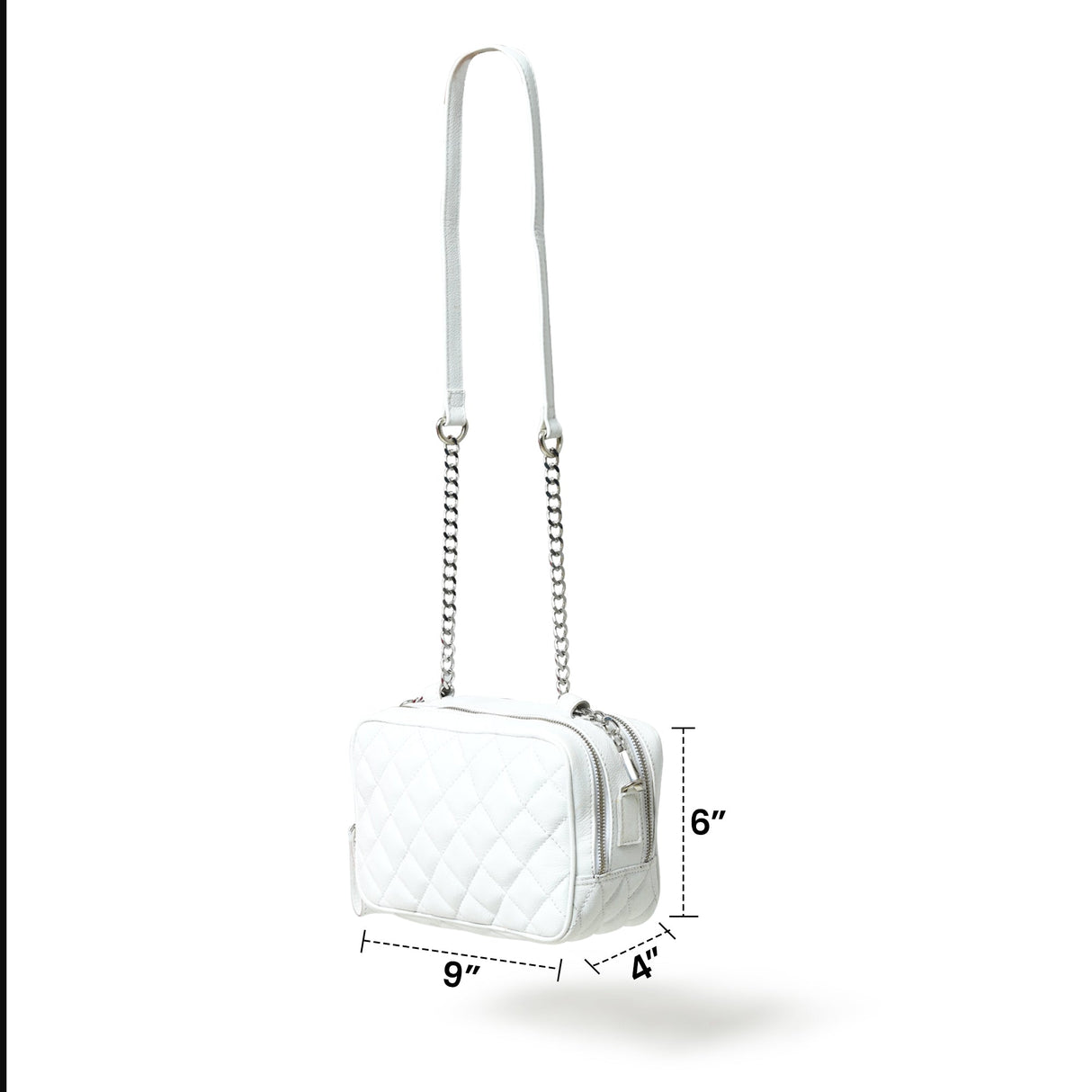 Minibolso bandolera acolchado, blanco