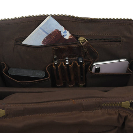 Mochila de Viaje Alpha de Cuero de Búfalo Marrón