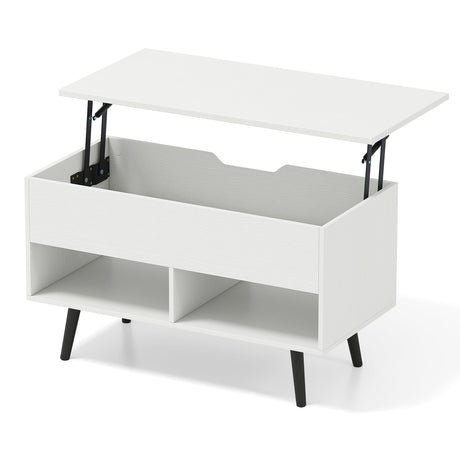 Mesa de centro elevable de 31.5 pulgadas con almacenamiento oculto y 2 estantes abiertos