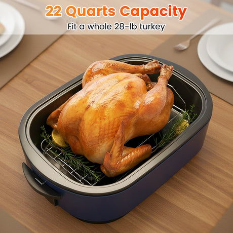 Horno Asador Eléctrico de 22QT con Tapa de Autobasteo y Ventana de Visualización