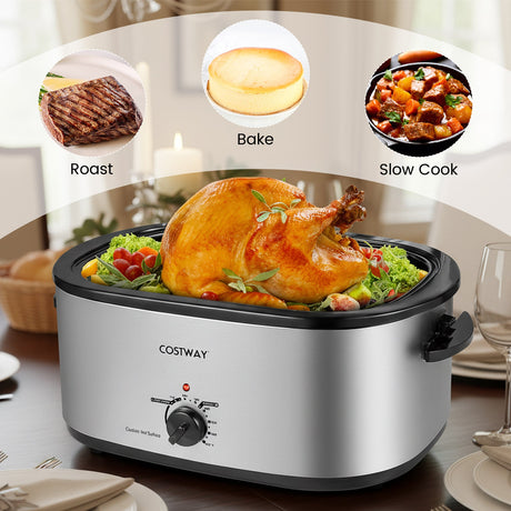 Horno Asador Eléctrico de 22QT con Tapa de Autobasteo y Ventana de Visualización