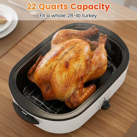 Horno Asador Eléctrico de 22QT con Tapa de Autobasteo y Ventana de Visualización