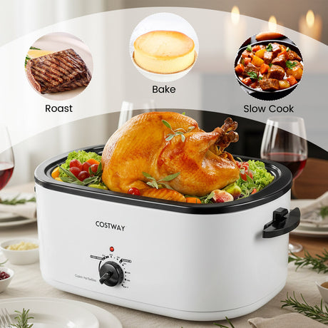 Horno Asador Eléctrico de 22QT con Tapa de Autobasteo y Ventana de Visualización