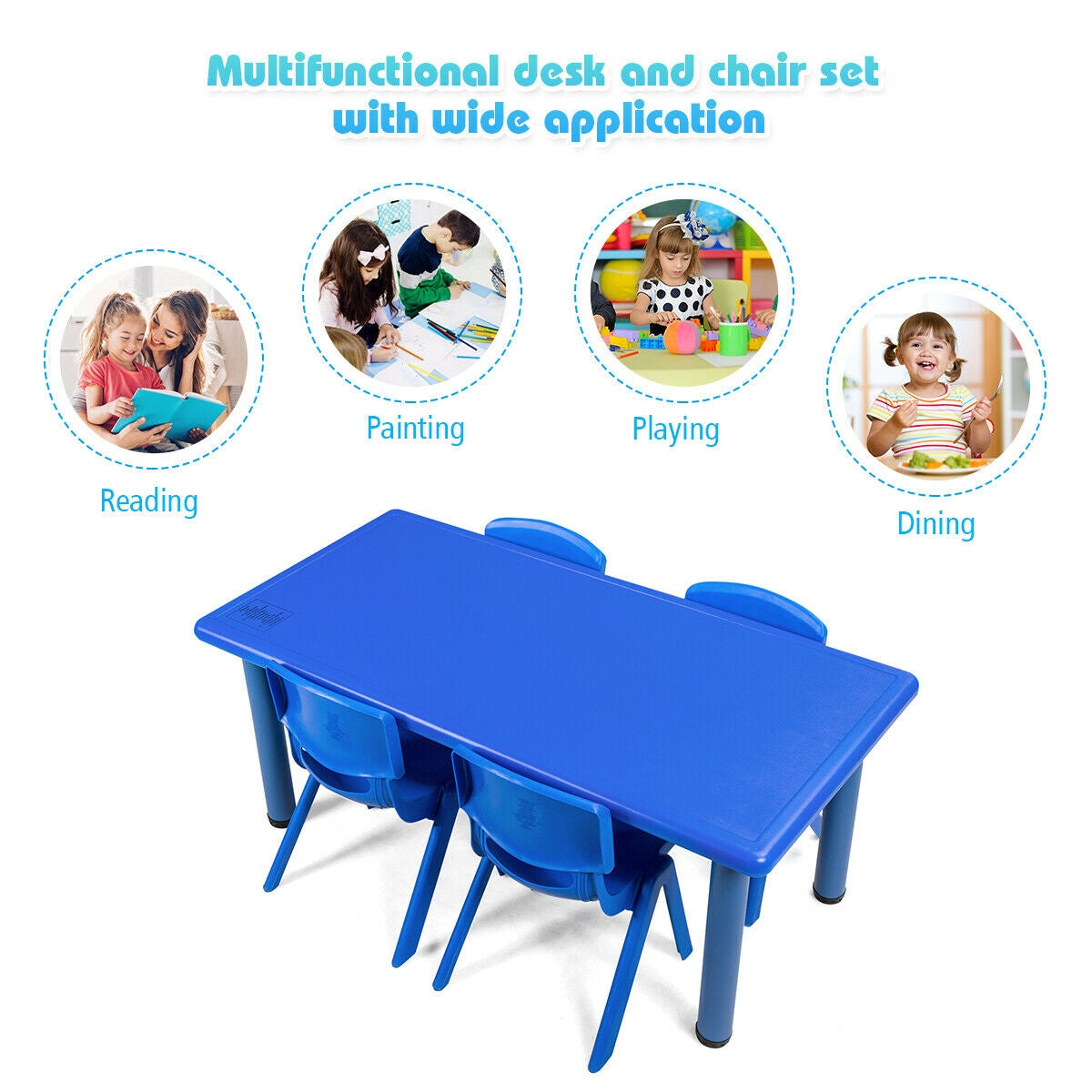 Mesa Rectangular de Plástico para Niños para Aprender y Jugar