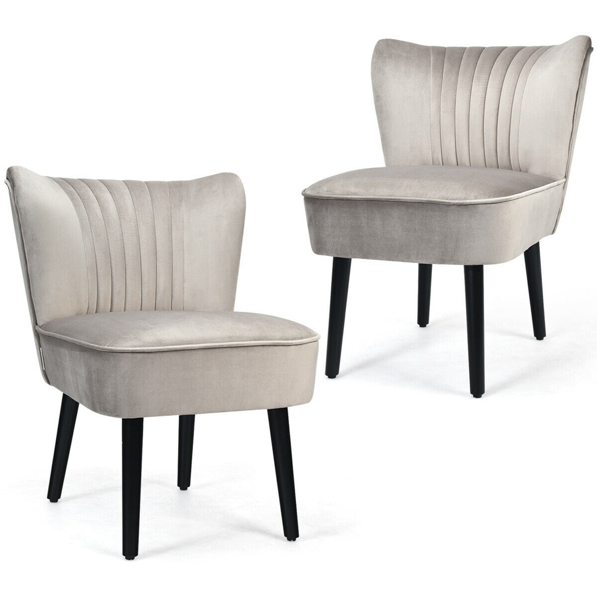 Juego de 2 sillones modernos tapizados con patas de madera maciza