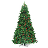 Árbol de Navidad Preiluminado con Bisagras de 2,29 m con 550 Luces LED y Soporte de Metal Robusto