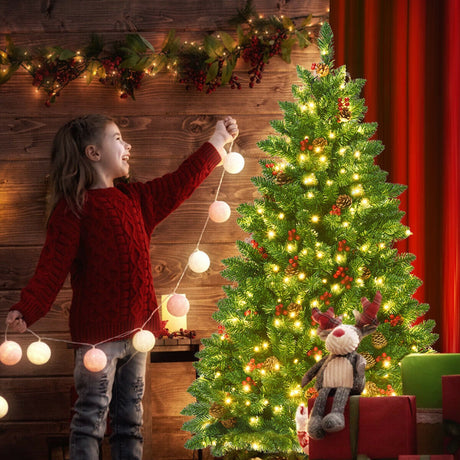 Árbol de Navidad articulado preiluminado de 4.5 pies con 300 luces LED