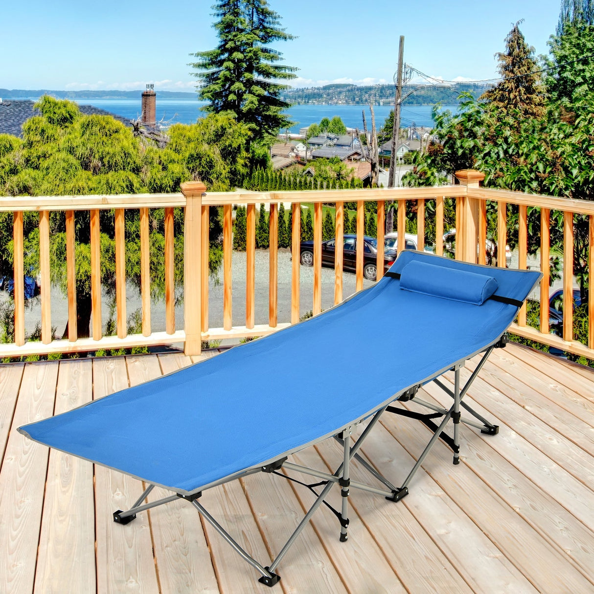 Catres Plegables de Camping con Bolsillo Lateral y Reposacabezas Desmontable