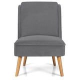 Sillón auxiliar sin brazos de terciopelo con patas de madera de caucho para dormitorio