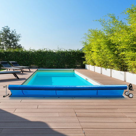 Enrollador de cubierta de piscina de 22 pies. Conjunto de enrollador de cubierta solar para piscina enterrada de aluminio.