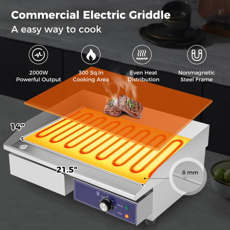 Plancha Eléctrica Comercial para Encimera