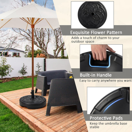 Base para sombrilla de patio redonda rellenable y resistente de 22 pulgadas